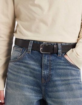 Tommy Jeans Tommy Jeans Austin leather belt with logo buckle in dark brown