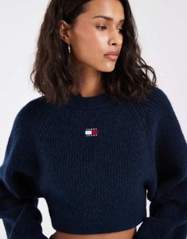 Tommy Jeans Tommy Jeans badge logo cropped sweater in navy