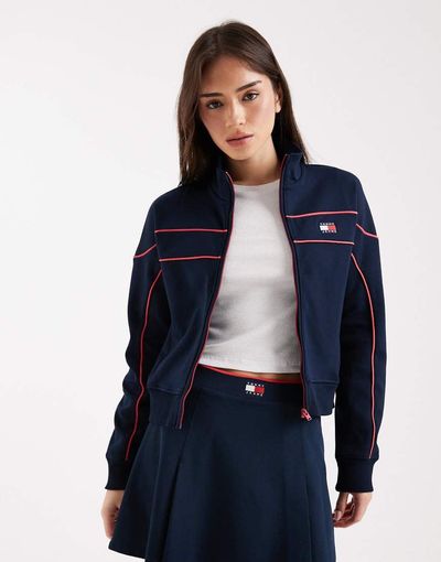 Tommy Jeans Tommy Jeans badge logo zip up jacket with piping in navy - part of a set