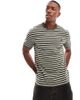 Tommy Jeans Tommy Jeans badge t-shirt in olive and cream stripe-Multi - 1