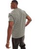 Tommy Jeans Tommy Jeans badge t-shirt in olive and cream stripe-Multi - 2