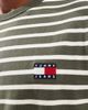 Tommy Jeans Tommy Jeans badge t-shirt in olive and cream stripe-Multi - 3