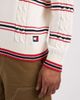 Tommy Jeans Tommy Jeans cable knit polo sweater in cream/red stripes-White - 4
