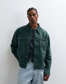 Tommy Jeans Tommy Jeans canvas jacket with corduroy collar in dark green