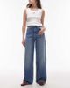 Tommy Jeans Tommy Jeans Claire high rise wide leg jeans with flag detail in mid wash-Blue - 1