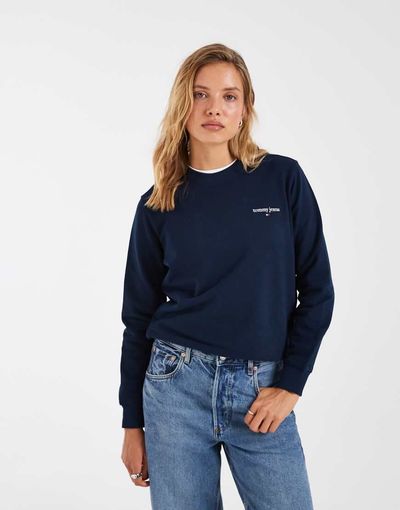 Tommy Jeans Cotton Classic Logo Crewneck Sweatshirt In Navy