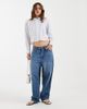 Tommy Jeans Tommy Jeans cotton relaxed fit cropped shirt in blue stripe - 2