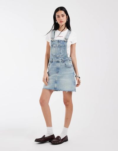 Tommy Jeans Tommy Jeans denim overalls dress in light wash blue