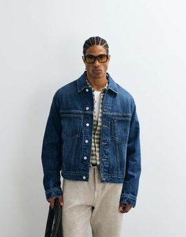 Tommy Jeans Tommy Jeans denim trucker jacket in dark wash blue-Navy