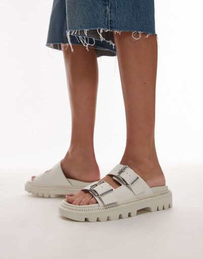 Tommy Jeans Tommy Jeans double strap buckle sandals in white