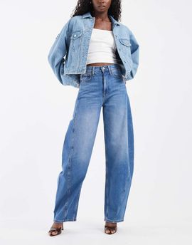 Tommy Jeans Tommy Jeans Ella high rise barrel leg jeans in mid wash-Blue