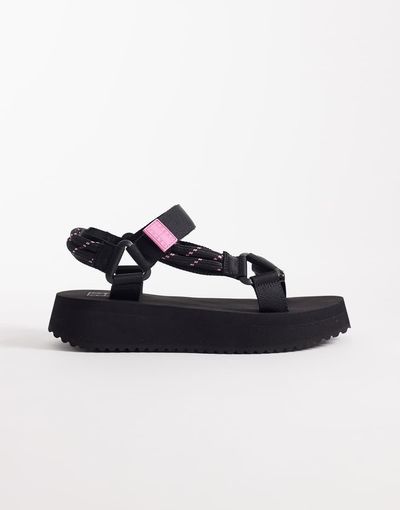Tommy Jeans Tommy Jeans Eva chunky sandals with rope detail in black