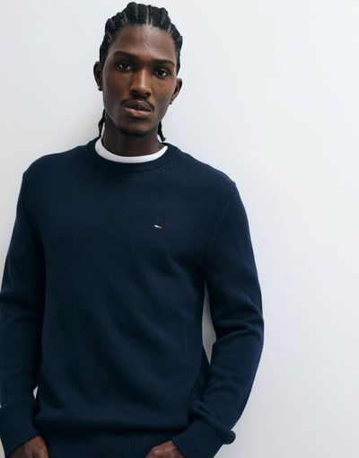 Tommy Jeans Tommy Jeans flag logo slim fit sweater in navy