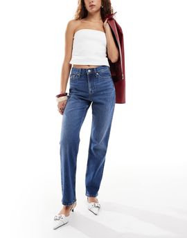 Tommy Jeans Tommy Jeans Izzie high rise slim straight leg jeans in dark wash-Blue