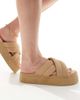 Tommy Jeans Tommy Jeans lettering flatform sandals in sand-Neutral - 3