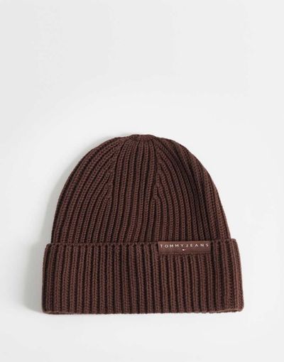 Tommy Jeans Tommy Jeans linear logo beanie in brown