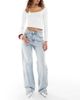 Tommy Jeans Tommy Jeans Mia mid rise relaxed straight jeans with frayed seams in ultra light wash-Blue - 1