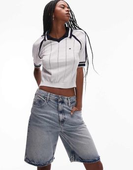 Tommy Jeans Tommy Jeans Mia relaxed bermuda denim shorts in bleached wash-Blue