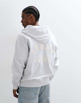 Tommy Jeans Tommy Jeans new classics logo relaxed fit zip up hoodie in light gray