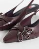 Tommy Jeans Tommy Jeans Olimpia leather slingback kitten heels with buckles in burgundy-Red - 2