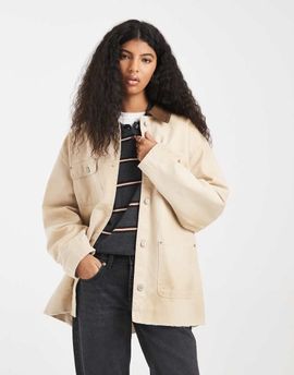 Tommy Jeans Tommy Jeans oversized chore jacket in beige-Neutral