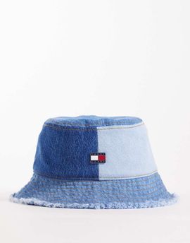 Tommy Jeans Tommy Jeans patchwork denim bucket hat with logo in blue