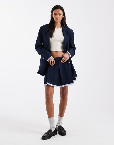 Tommy Jeans Tommy Jeans pleated mini skirt in navy - part of a set