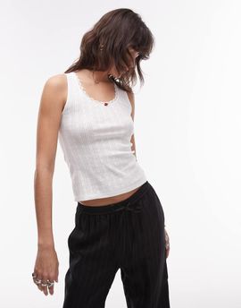 Tommy Jeans Tommy Jeans pointelle tank top in white