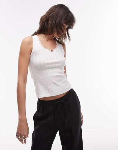 Tommy Jeans Tommy Jeans pointelle tank top in white