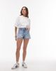 Tommy Jeans Tommy Jeans raw edge denim hot pants with paisley pockets in light wash-Blue - 2