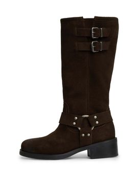 Tommy Jeans Tommy Jeans real brushed suede high boots in dark brown
