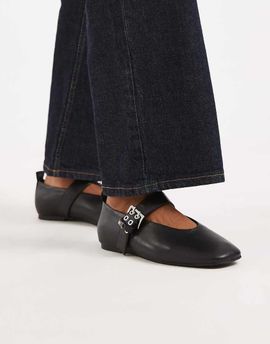 Tommy Jeans Tommy Jeans real leather ballerina flats with buckles in black