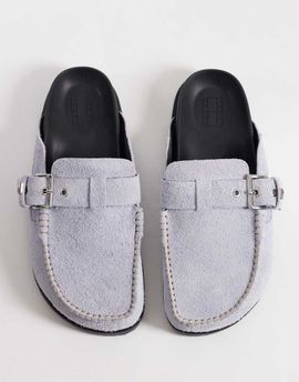 Tommy Jeans Tommy Jeans real suede mule flats in light blue