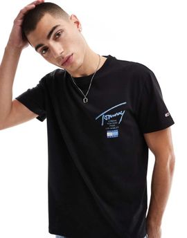 Tommy Jeans Tommy Jeans regular signature back print t-shirt in black and blue