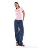 Tommy Jeans Tommy Jeans retro script baby t-shirt in pink and red - 2