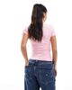 Tommy Jeans Tommy Jeans retro script baby t-shirt in pink and red - 3