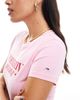 Tommy Jeans Tommy Jeans retro script baby t-shirt in pink and red - 4