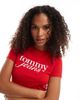 Tommy Jeans Tommy Jeans retro script baby t-shirt in red and white - 1