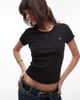 Tommy Jeans Tommy Jeans rib button T-shirt in black - 1