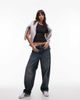 Tommy Jeans Tommy Jeans rib button T-shirt in black - 2