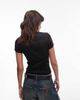 Tommy Jeans Tommy Jeans rib button T-shirt in black - 3