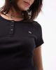 Tommy Jeans Tommy Jeans rib button T-shirt in black - 4