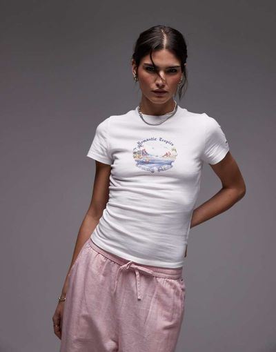 Tommy Jeans Tommy Jeans romantic tropics graphic t-shirt in white