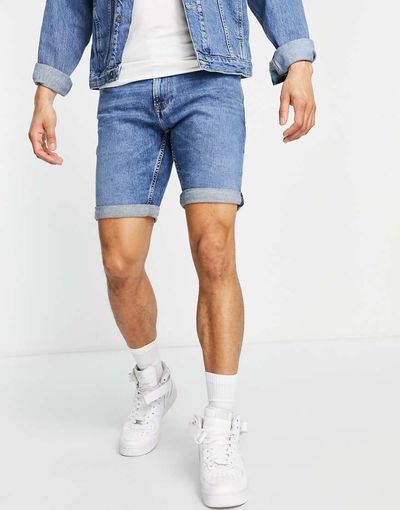 Tommy Jeans Tommy Jeans Scanton slim fit denim shorts in mid wash-Blue