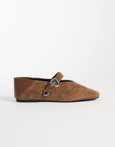 Tommy Jeans Tommy Jeans suede ballerina shoes in brown