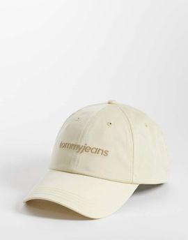 Tommy Jeans Tommy Jeans Unisex text logo cap in cream-White