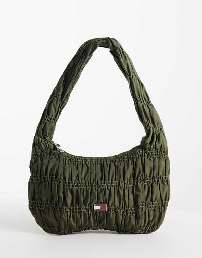 Tommy Jeans Tommy Jeans urban ruched shoulder bag in khaki-Green