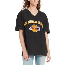 TOMMY JEANS Women's Tommy Jeans Black Los Angeles Lakers Ashley V-Neck T-Shirt 
