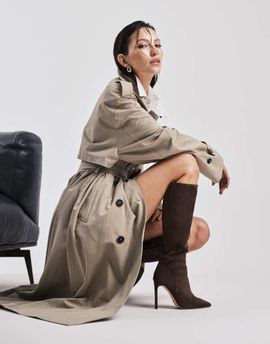 Tony Bianco Tony Bianco Apollo1 pointed toe heeled knee boots in expresso suede-Brown