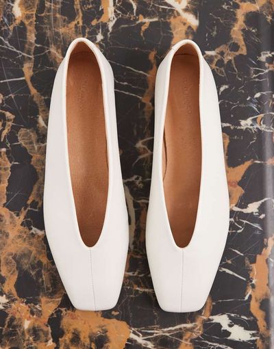 Tony Bianco Tony Bianco Brash square toe ballet flats in off white leather